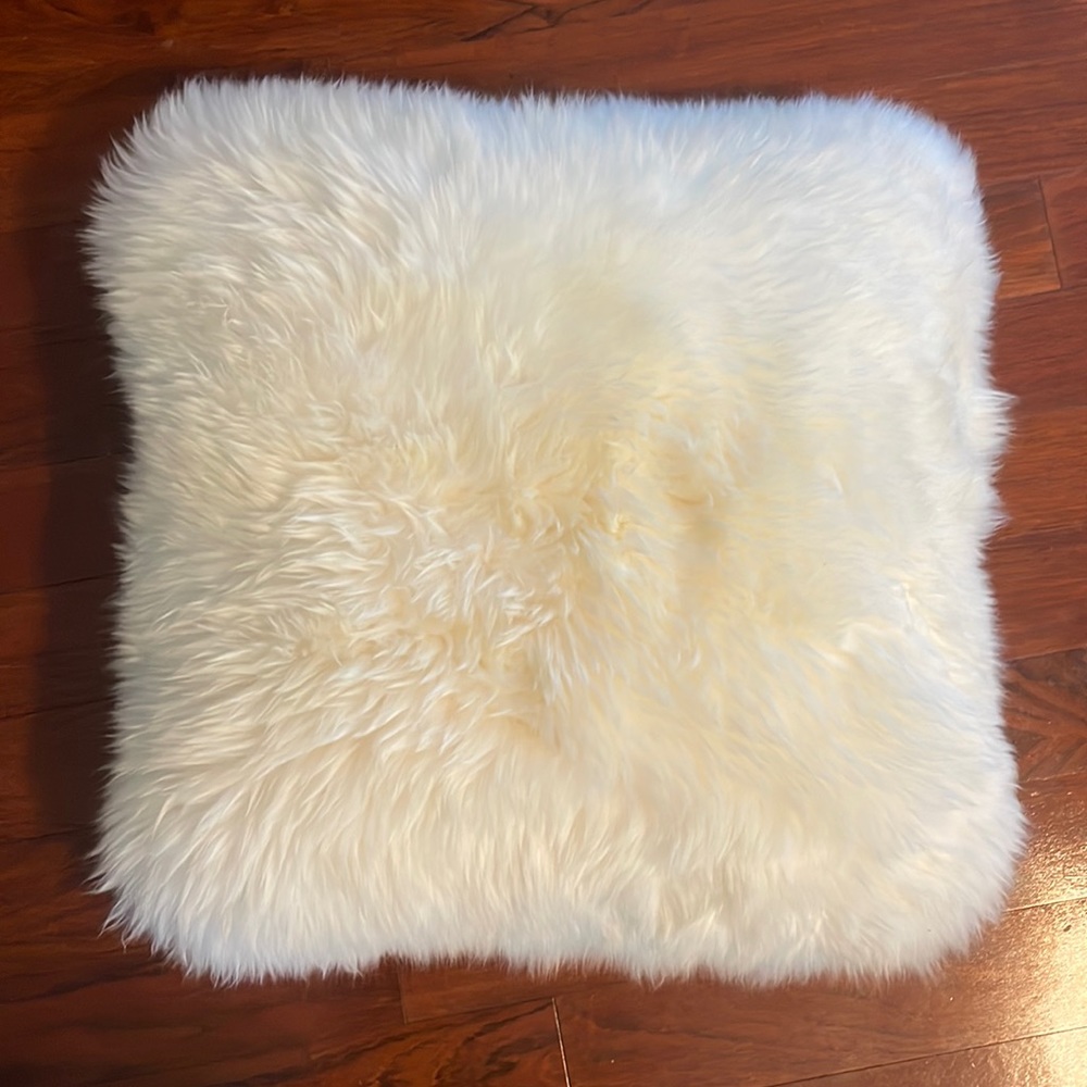 Genuine Double Sided Sheepskin Euro Pillow Case 24”x24” White Ivory